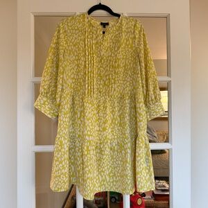 Who What Wear Yellow and White Patterned Tunic